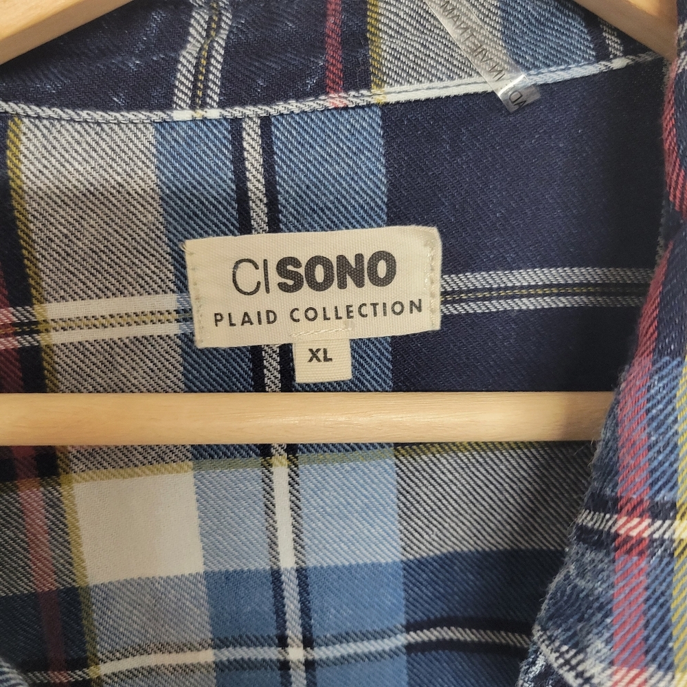Ci Sono Plaid NORI Blue Plaid Button Down Shirt Nwt - Picture 9 of 12